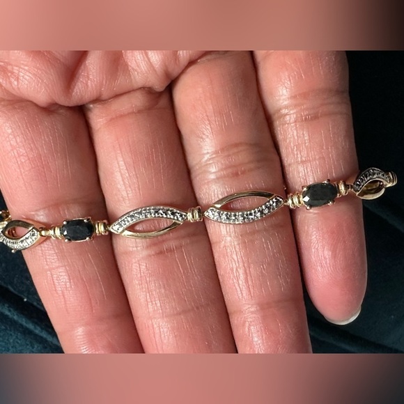 DL Gold Over Sterling Silver & Genuine Tested Sapphire Bracelet 7.25’ EUC 4115 B - Picture 3 of 15